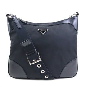 Prada shoulder bag in nylon and leather, black, for men women, 56414a