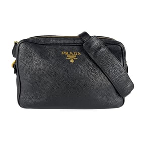 Prada PRADA Shoulder Bag Leather Black Gold Women's z7266