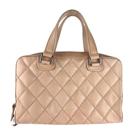 CHANEL Wild Stitch Leather Handbag in Pink Beige, Women's, z7417