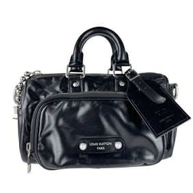 Louis Vuitton Night Keepall Cargo Bandouliere 25 Handbag Shoulder Bag in Black and Silver Leather
