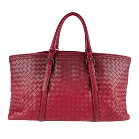 Bottega Veneta Intrecciato Leather Handbag, Red, Women's, Z7404