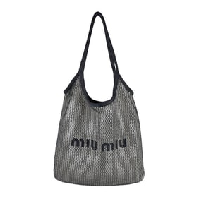 Miu Miu Miu shoulder bag in linen and viscose, black, women's, 5BG231 z6941