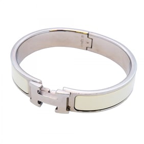Hermes Click Cluck PM Bangle in Metal and White for Women