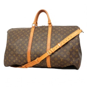 Louis Vuitton Monogram Keepall Bandouliere 55 Boston Bag M41414 Brown Men's and Women's