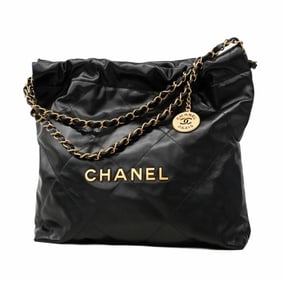 Chanel Shoulder Bag Chain 22 Calfskin Black Women's