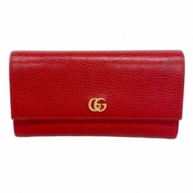 Gucci GG Marmont Long Wallet 456116 Leather Red Women's