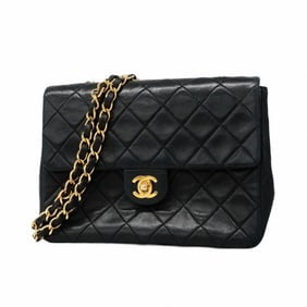 Chanel Mini Matelasse Shoulder Bag with Chain Bag, Lambskin, Black, Women's