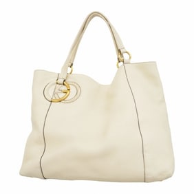 Gucci Interlocking G Tote Bag 309527 Leather Ivory Women's