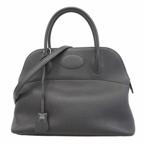 Hermes Hermès Bolide 31 Handbag in Taurillon Clemence Leather, Black, with Y Stamp, 2-Way Bag for