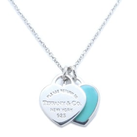 TIFFANY & Co. Return to Tiffany Double Heart Tag Necklace in Blue Sterling Silver for Women, 294375