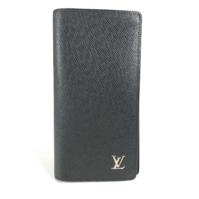 LOUIS VUITTON M30501 Taiga Portefeuille Brazza Long Wallet in Leather, Men's, Ardoise, Black, Like