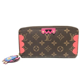 LOUIS VUITTON M61364 Monogram Zippy Wallet Totem Long Canvas Women's Brown/Red