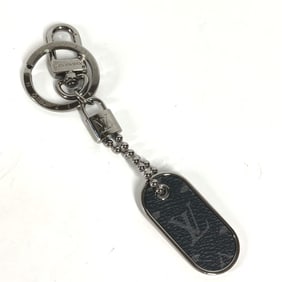 LOUIS VUITTON M63618 Monogram Eclipse Porte-Clés Tab ID Charm Key Ring Bag Keychain Canvas/Metal