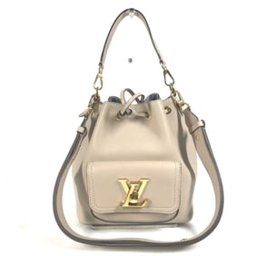 LOUIS VUITTON M57688 Lockme Bucket NV Handbag, 2-Way Drawstring Shoulder Bag, Leather, Women's, Sand