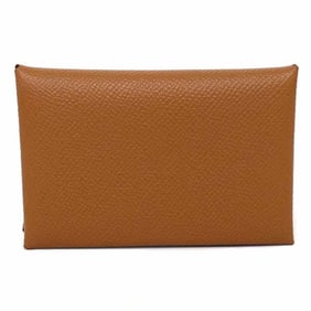 Hermes Calvi card case, business holder, Epsom leather, gold, B stamp, made in 2023