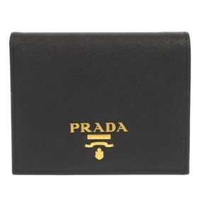 Like new Prada Saffiano 1MV204 Black Bifold Wallet 0291PRADA