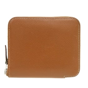 Hermès Azap Silkin Compact Coin Case, Brown, Epsom Leather, Gold, Z Stamp, 0335HERMES