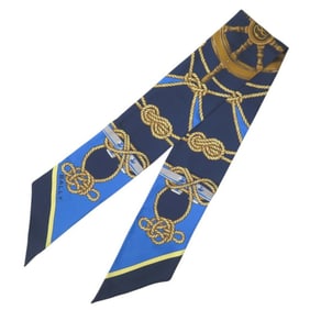 Bally Marine Print Scarf/Muffler, Silk, Blue, Nautical Print, L7BA652F/U577, 0946BALLY
