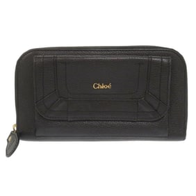 Chloé Chloe Paraty Leather Black Round Long Wallet (0503)