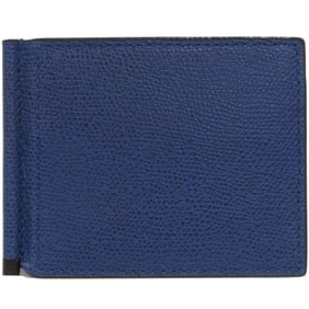 Like new Valextra money clip leather bifold wallet with card case and blue case, model 0266Valextra