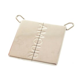 Hermes AMOUR Amour Plate Necklace Top, Metal, Silver, 0879 HERMES