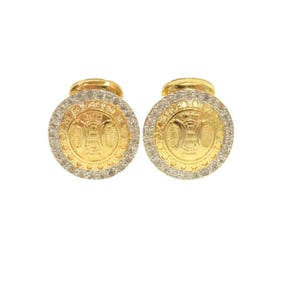 Celine Macadam Metal Rhinestone Gold Earrings 0441CELINE