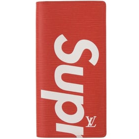 Unused Louis Vuitton Supreme Collaboration Portefeuille Brazza Epi M67719 Leather Red Long Wallet LV