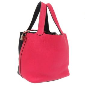 Hermès Picotin Lock MM Cazac 22 Taurillon Clemence Rose Extreme Bleu Nuit D Stamp Handbag 1670