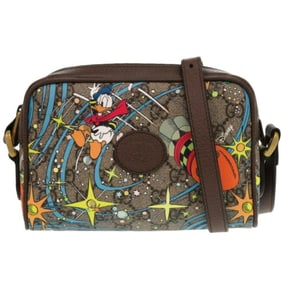Like new Gucci x Disney Donald 648124 GG Supreme PVC Leather Brown Shoulder Bag 1307GUCCI