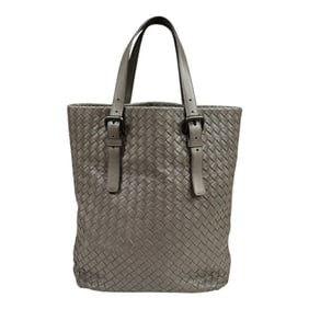 Bottega Veneta Intrecciato Tote Bag, Leather, Gray, 270917, Unisex