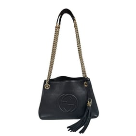 Gucci Soho Shoulder Bag, Leather, 387043, Black, Women's, with Tassel