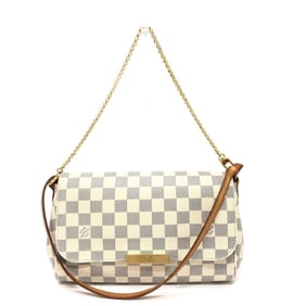 LOUIS VUITTON N41275 Damier Azur Favorite MM 3-Way Bag, Chain Shoulder Canvas, Women's, White