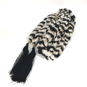 LOUIS VUITTON Tassel Shawl with Fringe and Rhinestones, Silk Stole, Women's, Brown