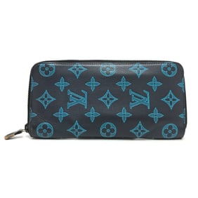LOUIS VUITTON M82322 Monogram Shadow Zippy Wallet Vertical Long in Leather, Men's Navy