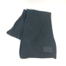 LOUIS VUITTON Damier Wool Scarf, Men's, Gray, Leather Tag