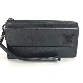 LOUIS VUITTON M69831 Aerogram Zippy Wallet, Round Zipper, Grained Leather, Men's, Noir Black