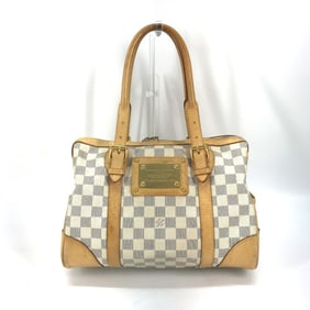 LOUIS VUITTON N52001 Damier Azur Berkeley PM Mini Boston Bag, Canvas, Women's, White