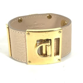 LOUIS VUITTON M6538 SO LV Bracelet, Leather Bangle, Women's, Beige