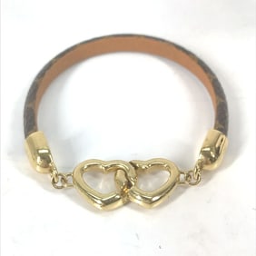 LOUIS VUITTON M6758F Monogram "Say Yes" Heart Bangle Bracelet in Canvas, Brown, Women's