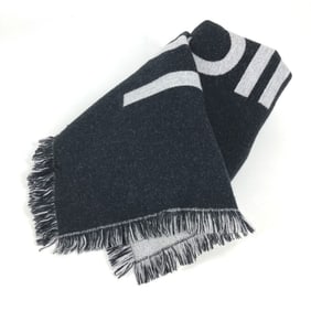 LOUIS VUITTON M71580 Echarpe Team Louis Fringe Scarf, Wool/Cashmere, Men's, Black