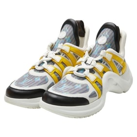 Louis Vuitton Arclight Sneakers, Size 42, White, Gray, Yellow Leather, Men's, LOUIS VUITTON