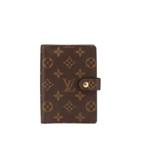 Louis Vuitton Monogram Agenda PM Notebook Cover R20005 Brown PVC Leather Women's LOUIS VUITTON