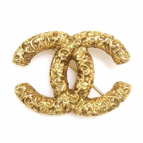 CHANEL Coco Mark Metal Gold Brooch for Women e60803i
