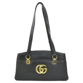 Gucci GG Marmont Leather Shoulder Bag in Black and Gold, Women's, 550130 e60771a