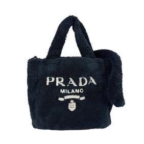 Prada Terry Mini Tote Pile Handbag Shoulder Bag, Black, Women's, 1BG447 z6519