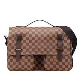 Louis Vuitton Damier Broadway Shoulder Bag M42270 Brown PVC Leather Men's LOUIS VUITTON