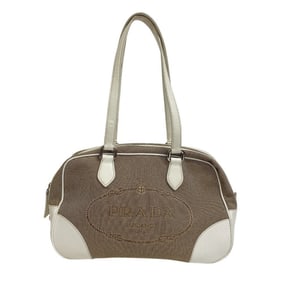 PRADA Jacquard Handbag Brown Women's