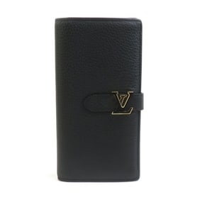 Louis Vuitton LOUIS VUITTON Bi-fold Long Wallet LV Vertical Leather Black Gold Men's Women's M81330