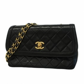 Chanel Shoulder Bag Matelasse Chain Lambskin Black Women's