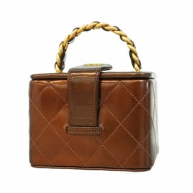 Chanel Vanity Bag Matelasse Patent Leather Brown Women's